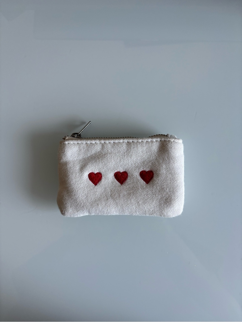 Brandy Melville Embroidered Hearts Coin Purse
